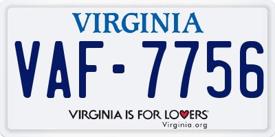 VA license plate VAF7756