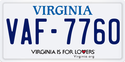 VA license plate VAF7760