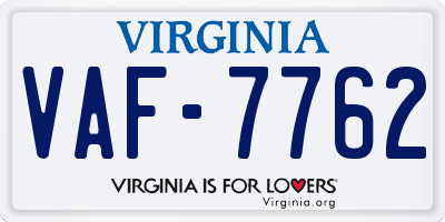 VA license plate VAF7762