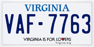 VA license plate VAF7763