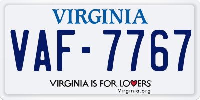 VA license plate VAF7767