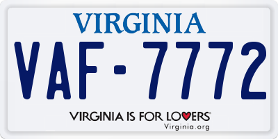 VA license plate VAF7772