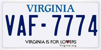 VA license plate VAF7774