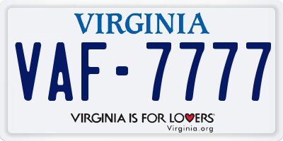 VA license plate VAF7777