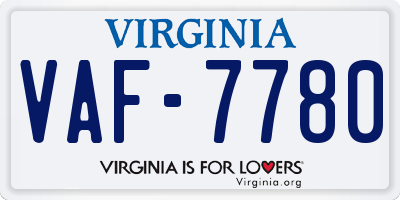 VA license plate VAF7780