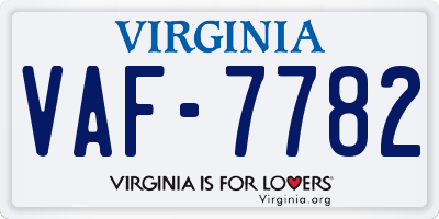 VA license plate VAF7782