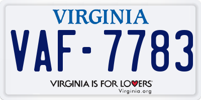 VA license plate VAF7783