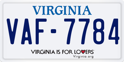 VA license plate VAF7784