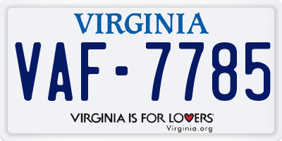 VA license plate VAF7785