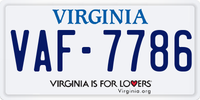 VA license plate VAF7786