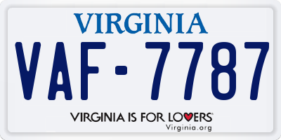 VA license plate VAF7787