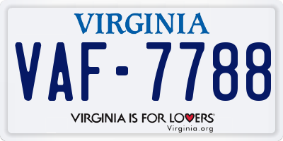 VA license plate VAF7788