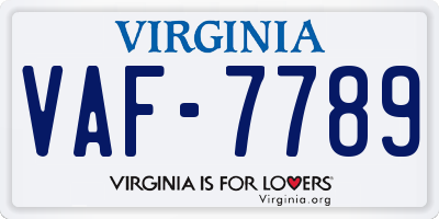 VA license plate VAF7789