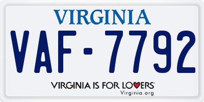 VA license plate VAF7792