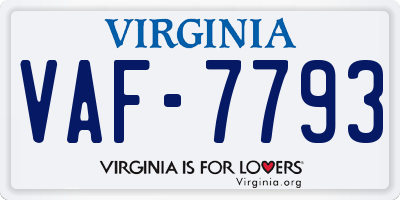 VA license plate VAF7793