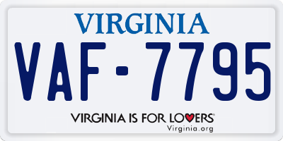 VA license plate VAF7795
