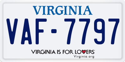 VA license plate VAF7797
