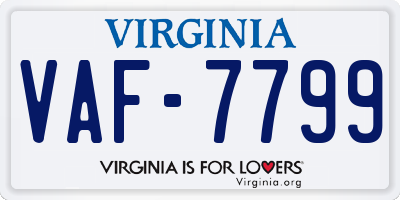 VA license plate VAF7799