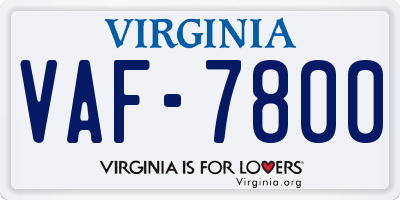 VA license plate VAF7800