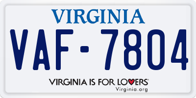 VA license plate VAF7804