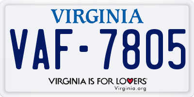 VA license plate VAF7805