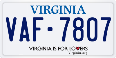 VA license plate VAF7807