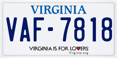 VA license plate VAF7818