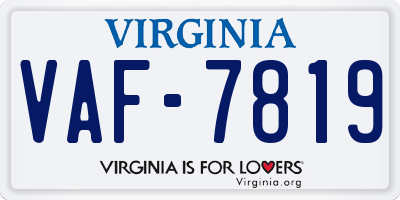 VA license plate VAF7819