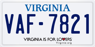 VA license plate VAF7821