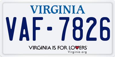 VA license plate VAF7826