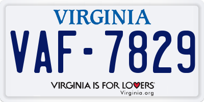VA license plate VAF7829