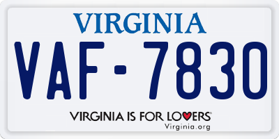 VA license plate VAF7830