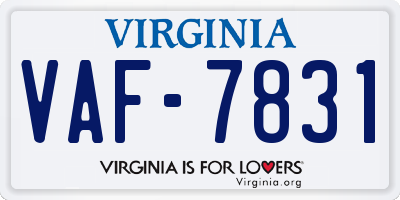 VA license plate VAF7831