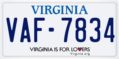 VA license plate VAF7834