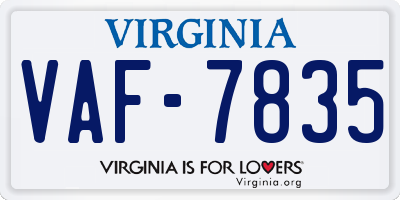 VA license plate VAF7835
