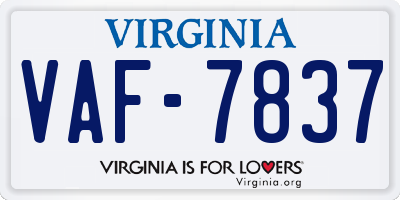VA license plate VAF7837