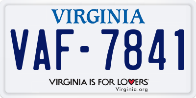 VA license plate VAF7841