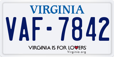 VA license plate VAF7842