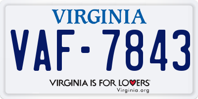 VA license plate VAF7843