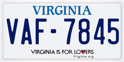 VA license plate VAF7845