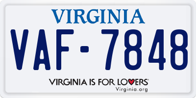VA license plate VAF7848
