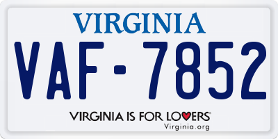 VA license plate VAF7852