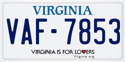 VA license plate VAF7853