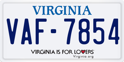 VA license plate VAF7854
