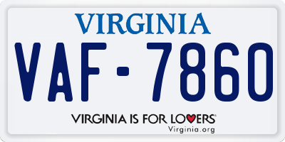 VA license plate VAF7860