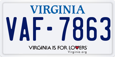 VA license plate VAF7863