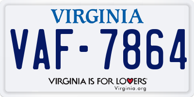 VA license plate VAF7864