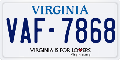 VA license plate VAF7868
