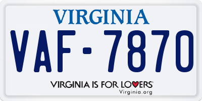 VA license plate VAF7870