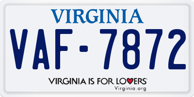 VA license plate VAF7872